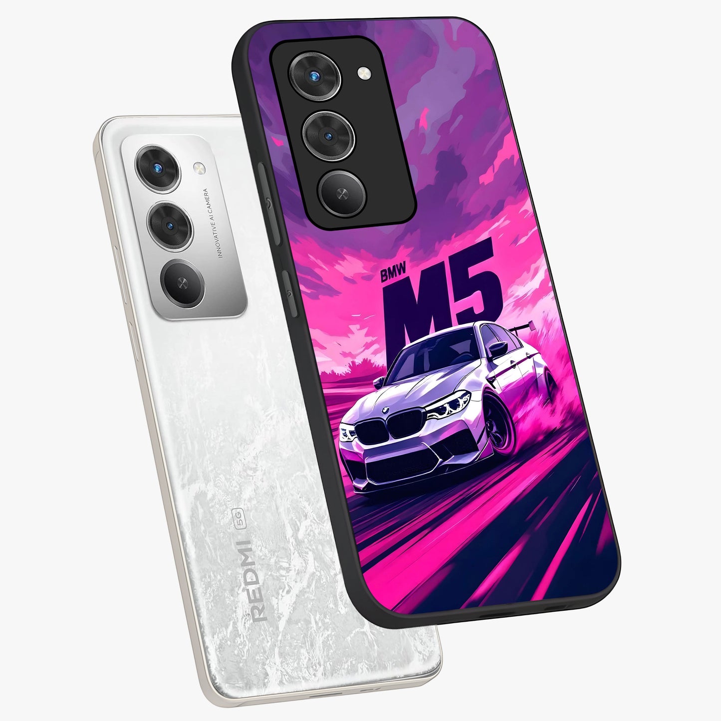 Velocity Drift Pulse Glass Case displayed in angled mockup highlighting dynamic drift design with sporty automotive aesthetic.
