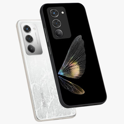 Whispers Of Wings Glass Case displayed in angled mockup highlighting soft feather design with celestial aesthetic style.