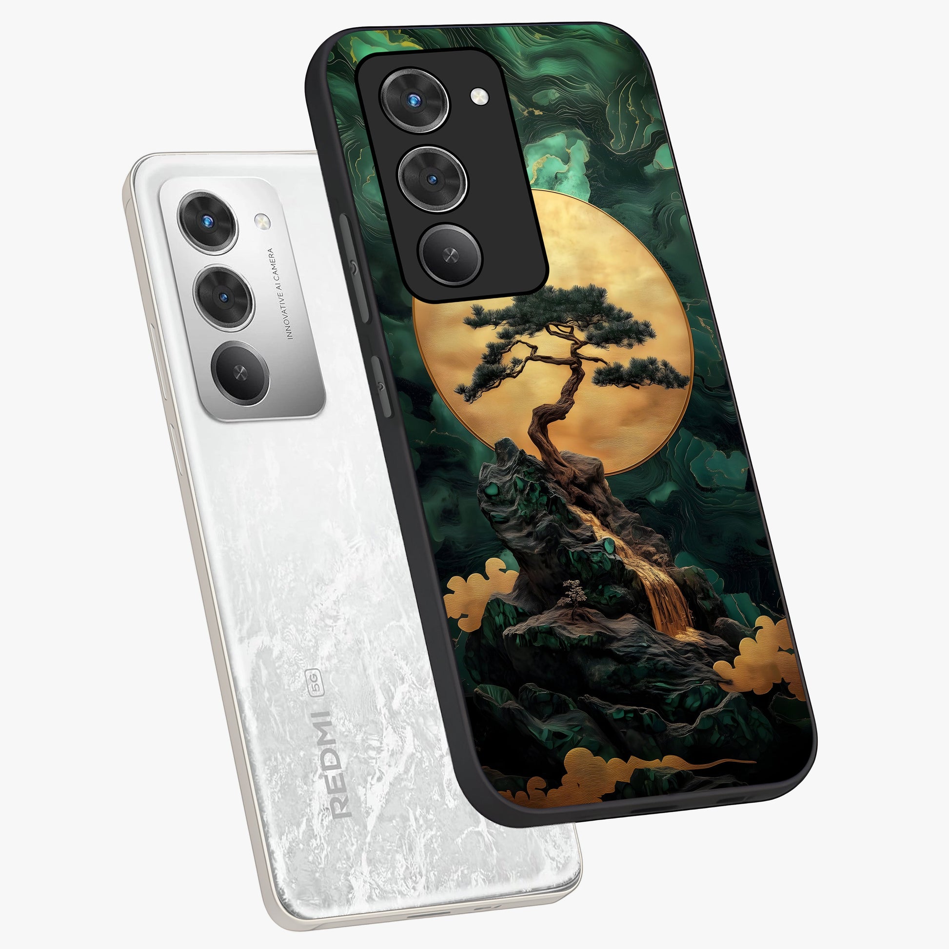 Zen Moon Rise Glass Case displayed in angled mockup highlighting peaceful lunar design with zen aesthetic style.