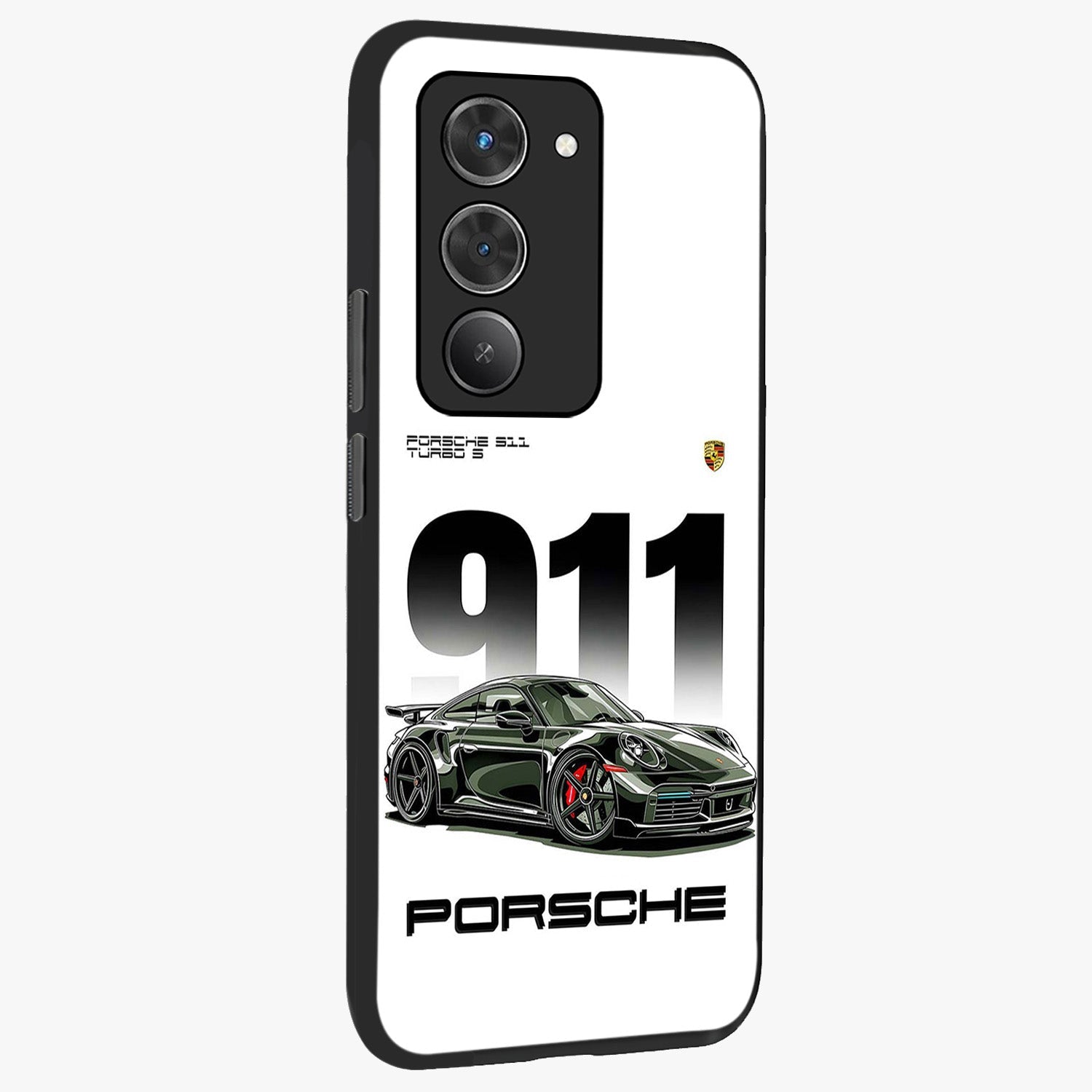 911 Turbo Dominance Glass Case upright perspective showcasing powerful racing design and modern automotive aesthetic.