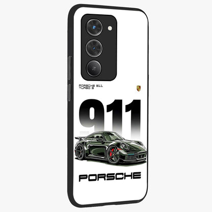 911 Turbo Dominance Glass Case upright perspective showcasing powerful racing design and modern automotive aesthetic.