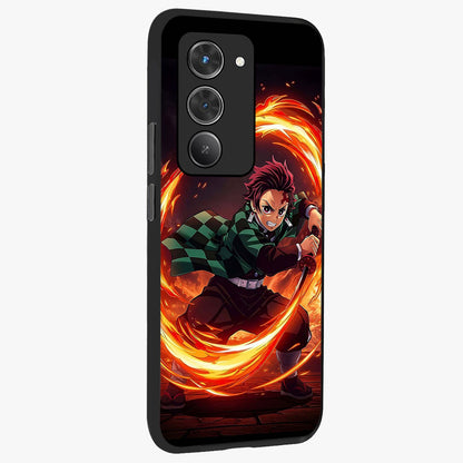 Blazing Sword Resolve Glass Case upright view showcasing dramatic warrior inspired artwork with intense visual style.