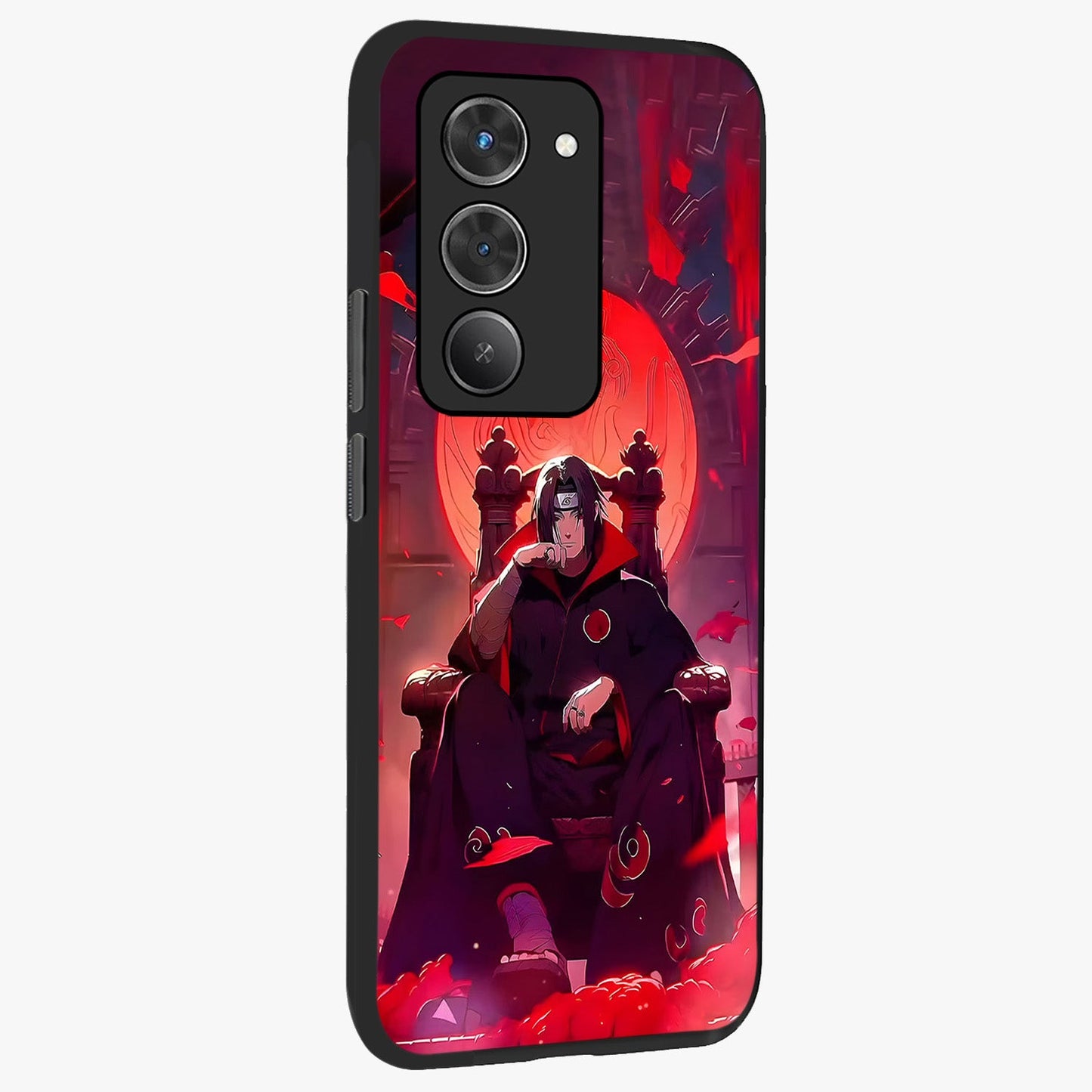 Blood Moon Sovereign Glass Case upright view showcasing powerful moon inspired artwork with cosmic aesthetic style.
