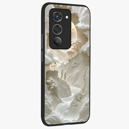 Celestial Origami Glass Case upright view showcasing creative origami artwork with modern celestial style.