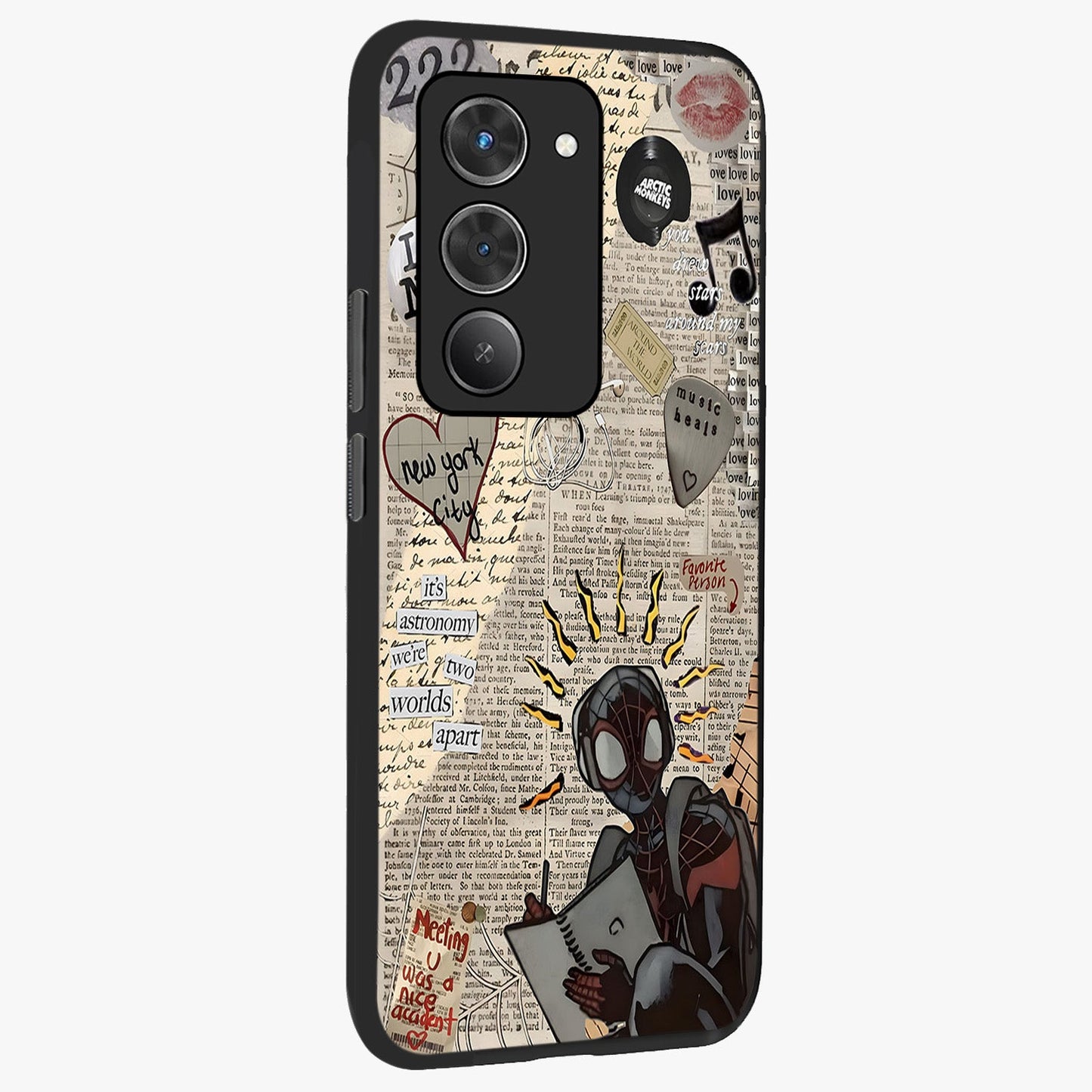 City Dream Sketch Glass Case upright view showcasing urban skyline artwork with stylish hand drawn design.