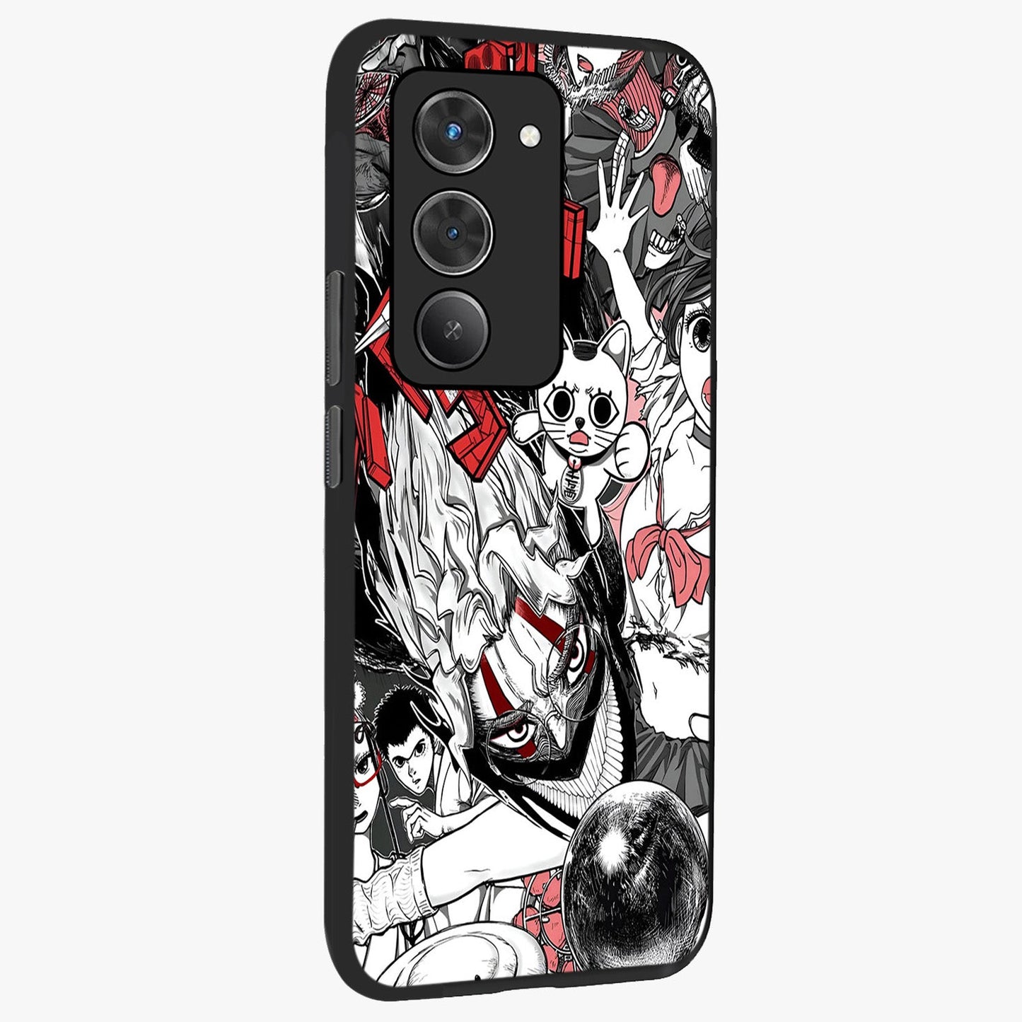 Crimson Chaos Panel Glass Case upright view showcasing intense crimson artwork with dramatic aesthetic style.