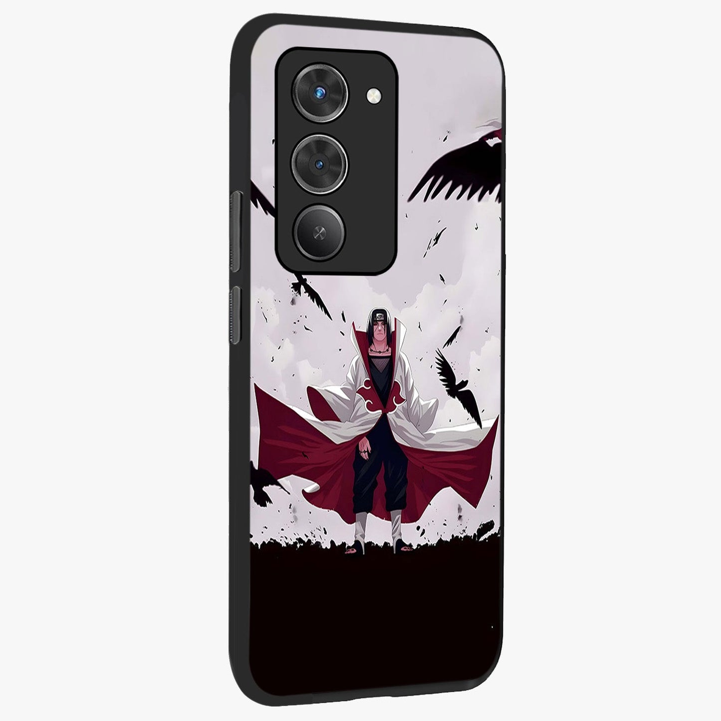 Crimson Crow Ascension Glass Case upright view showcasing dramatic crow artwork with bold gothic theme.