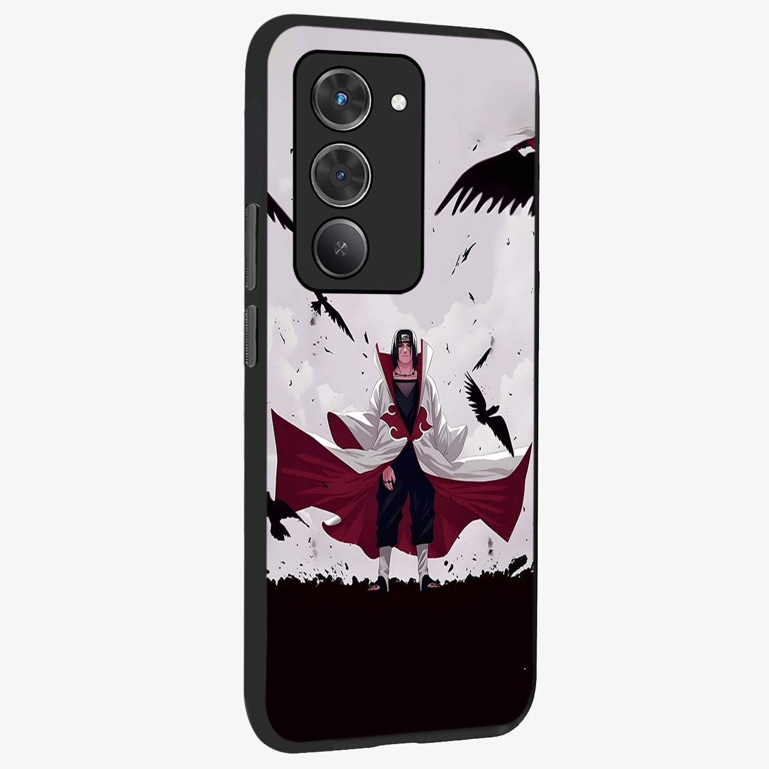 Crimson Crow Ascension Glass Case upright view showcasing dramatic crow artwork with bold gothic theme.