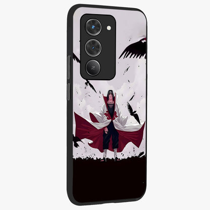 Crimson Crow Ascension Glass Case upright view showcasing dramatic crow artwork with bold gothic theme.