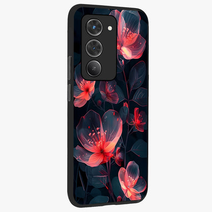 Dark Shade of Flower Glass Case upright view showcasing delicate flower artwork with rich dark floral theme.