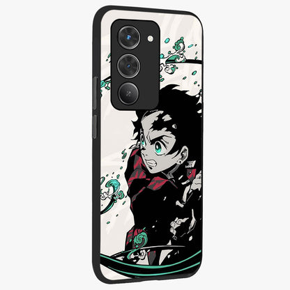 Demon Slayer Glass Case upright view showcasing powerful anime artwork with intense warrior theme.