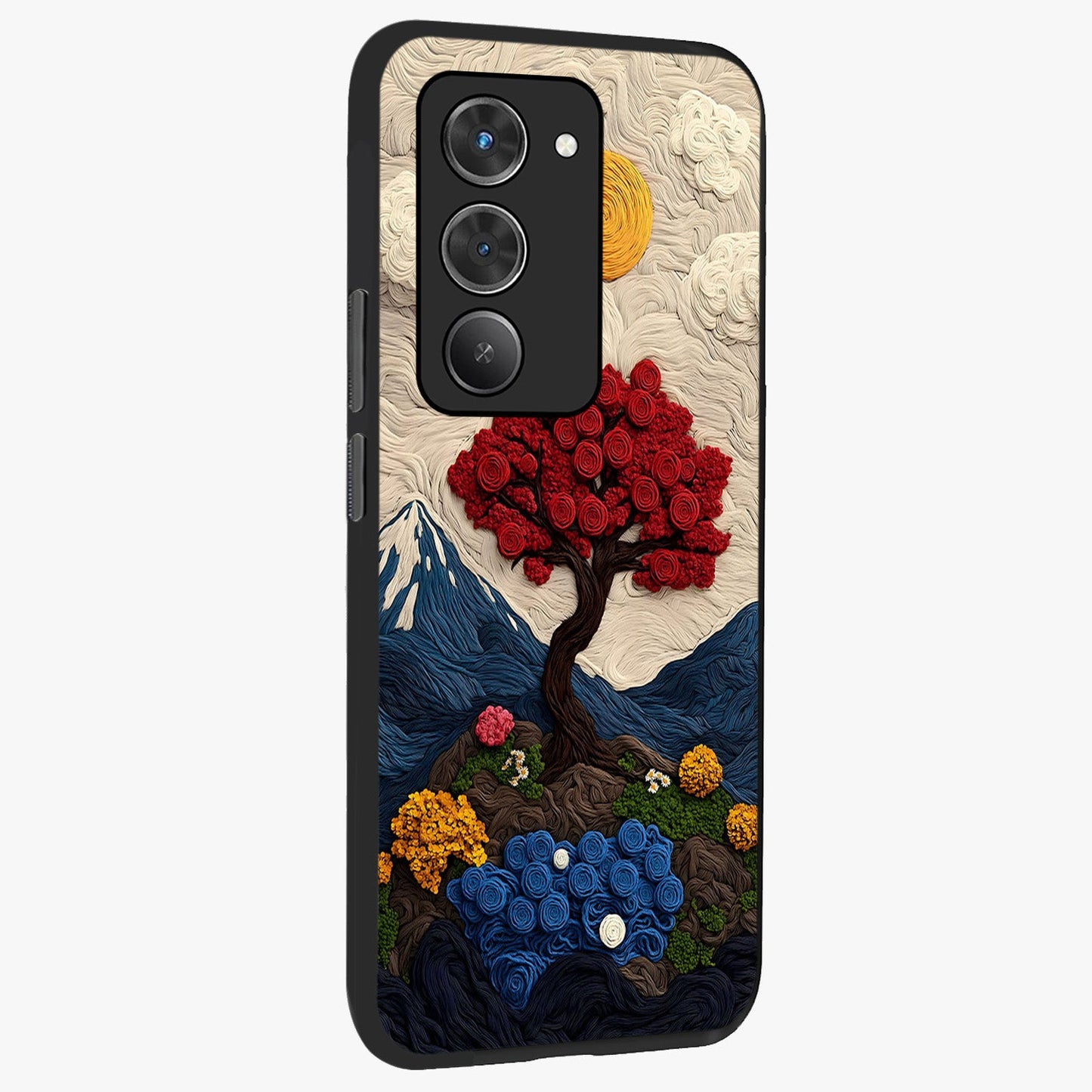 Eternal Nature Tapestry Glass Case upright view showcasing elegant nature tapestry design with decorative style.