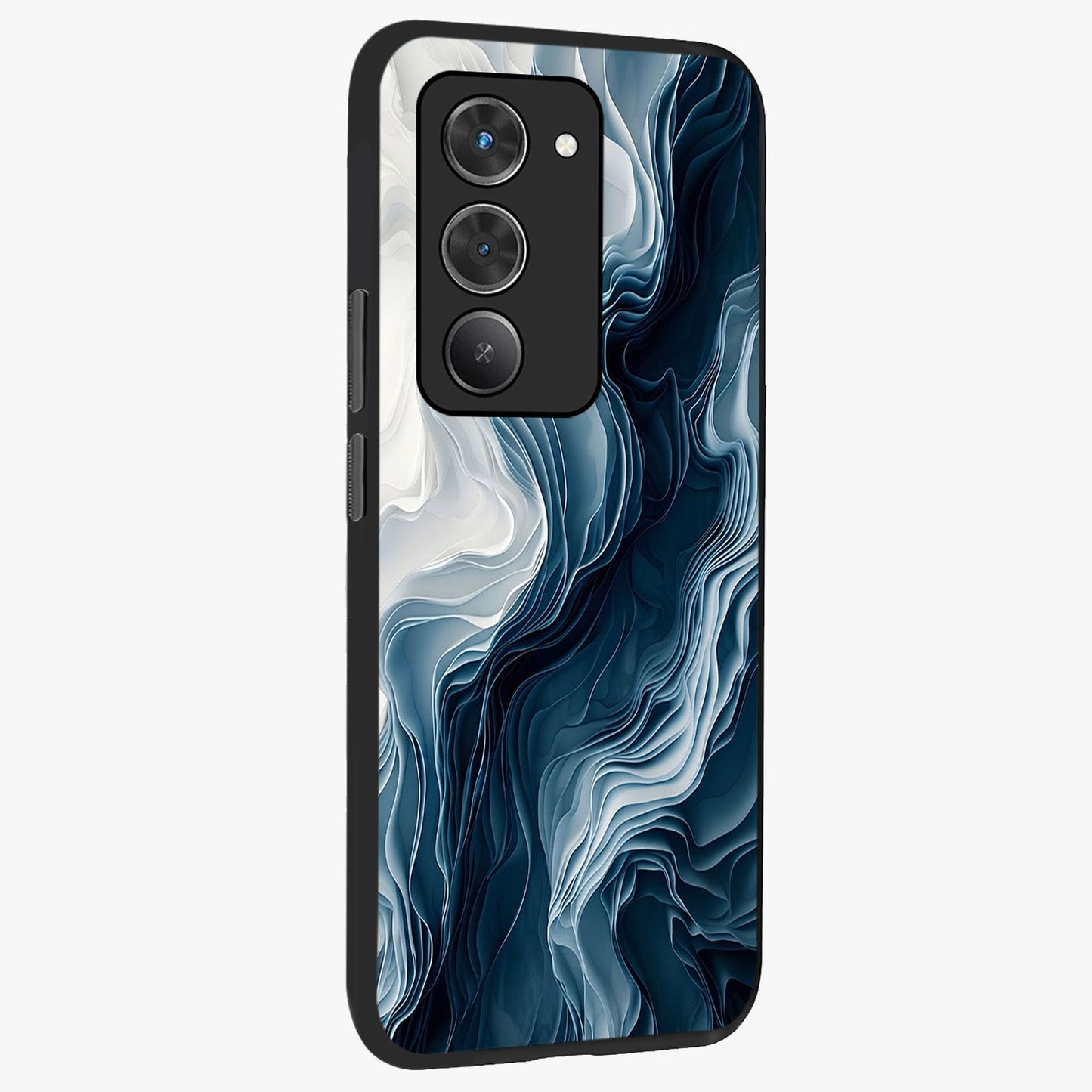 Ethereal Paper Marble Glass Case upright view showcasing smooth marble artwork with refined minimalist theme.