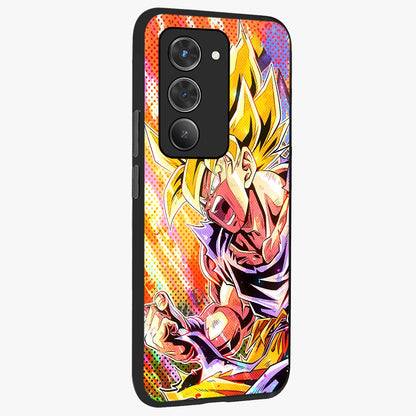Firing Goku Glass Case upright view showcasing energetic anime artwork with bold warrior theme.