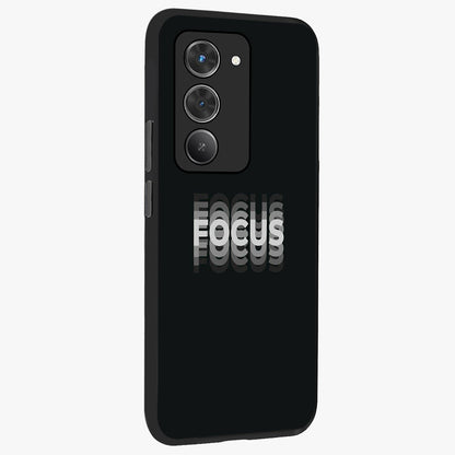 Focus Mode On Glass Case upright view showcasing strong typography statement with sleek motivational theme.