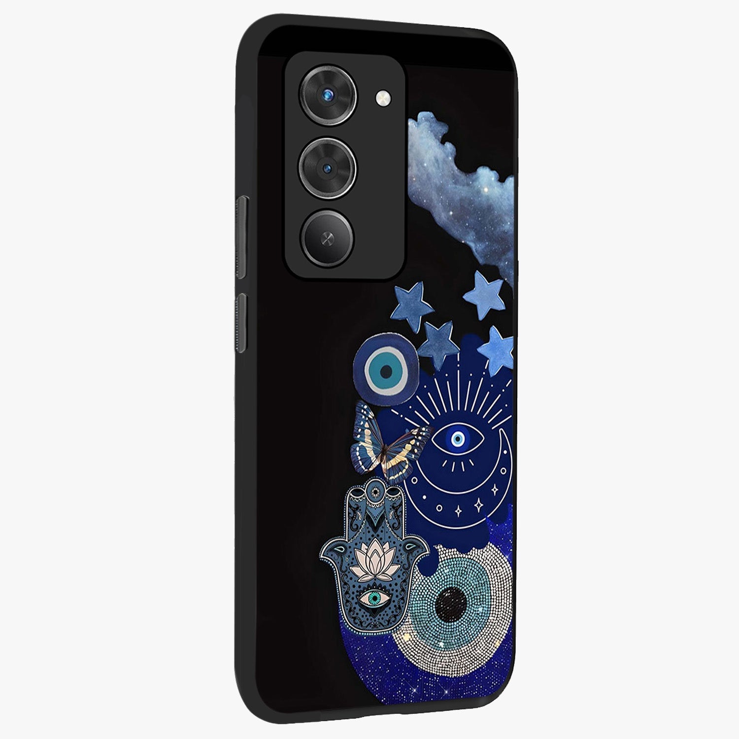 Galactic Charm Cluster Glass Case upright view showcasing glowing cosmic charm artwork with magical celestial style.