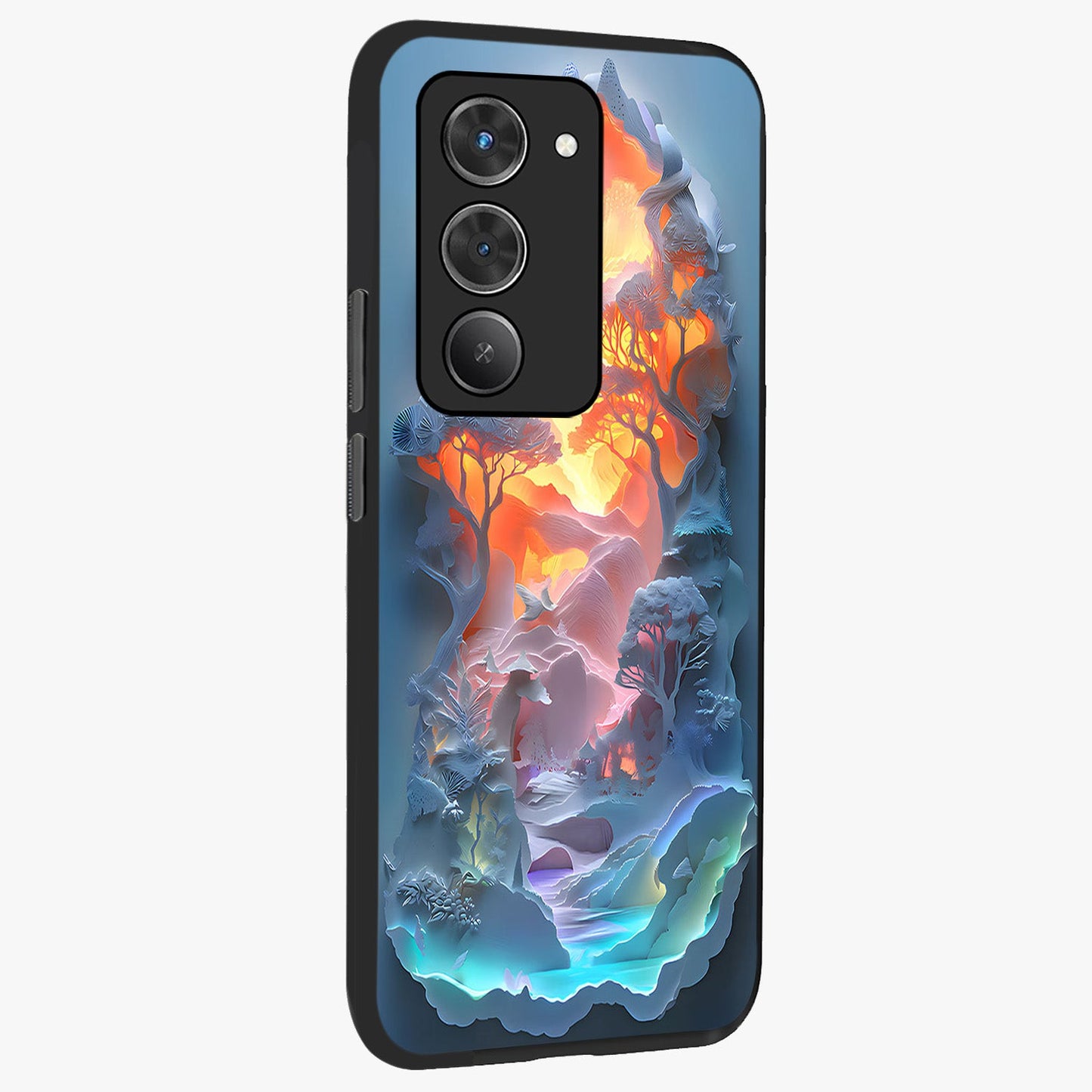 Glow Forest Portal Glass Case upright view showcasing enchanted forest portal artwork with fantasy nature theme.