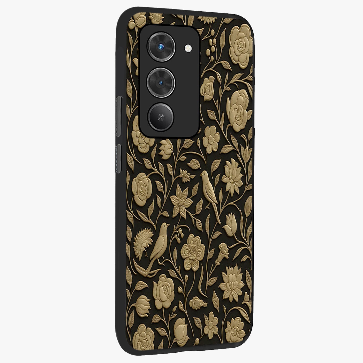 Golden Evil Eye Mandala Glass Case upright view showcasing decorative evil eye mandala artwork with spiritual aesthetic style.