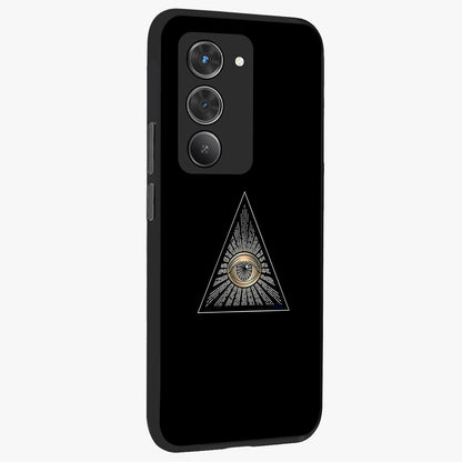 Illuminati Evil Glass Case upright view showcasing striking illuminati artwork with mysterious symbolic theme.