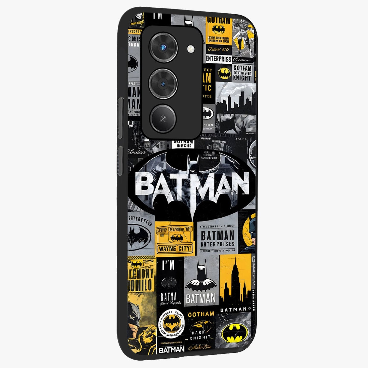Knight Gotham Rise Glass Case upright view showcasing bold vigilante themed artwork with gothic city vibe.