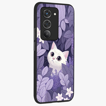 Lilac Hide Peek Cat Glass Case upright view showcasing charming cat artwork with adorable peek theme.