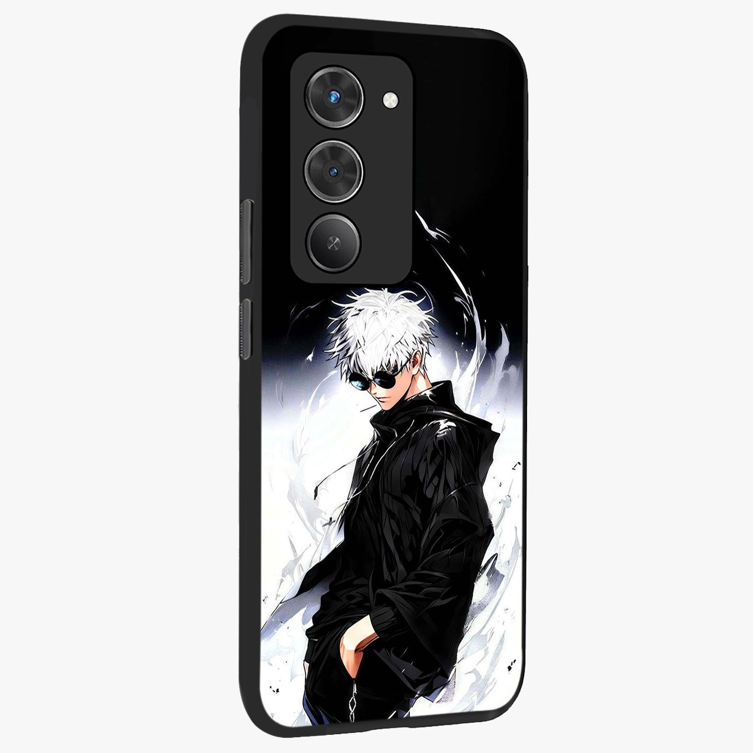 Limitless Shadow King Glass Case upright view showcasing bold shadow warrior artwork with epic fantasy theme.