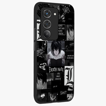 Midnight Chaos Mind Glass Case upright view showcasing expressive abstract artwork with bold dark theme.