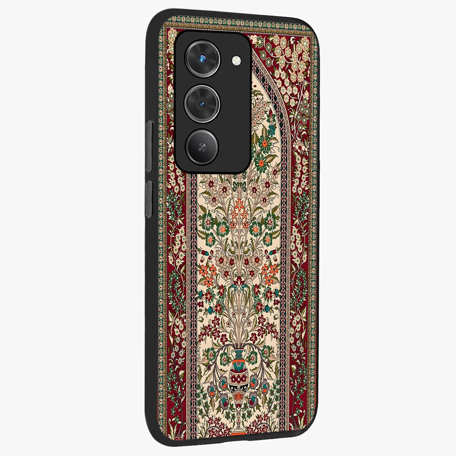 Persian Inspired Glass Case upright view showcasing decorative Persian artwork with rich heritage theme.