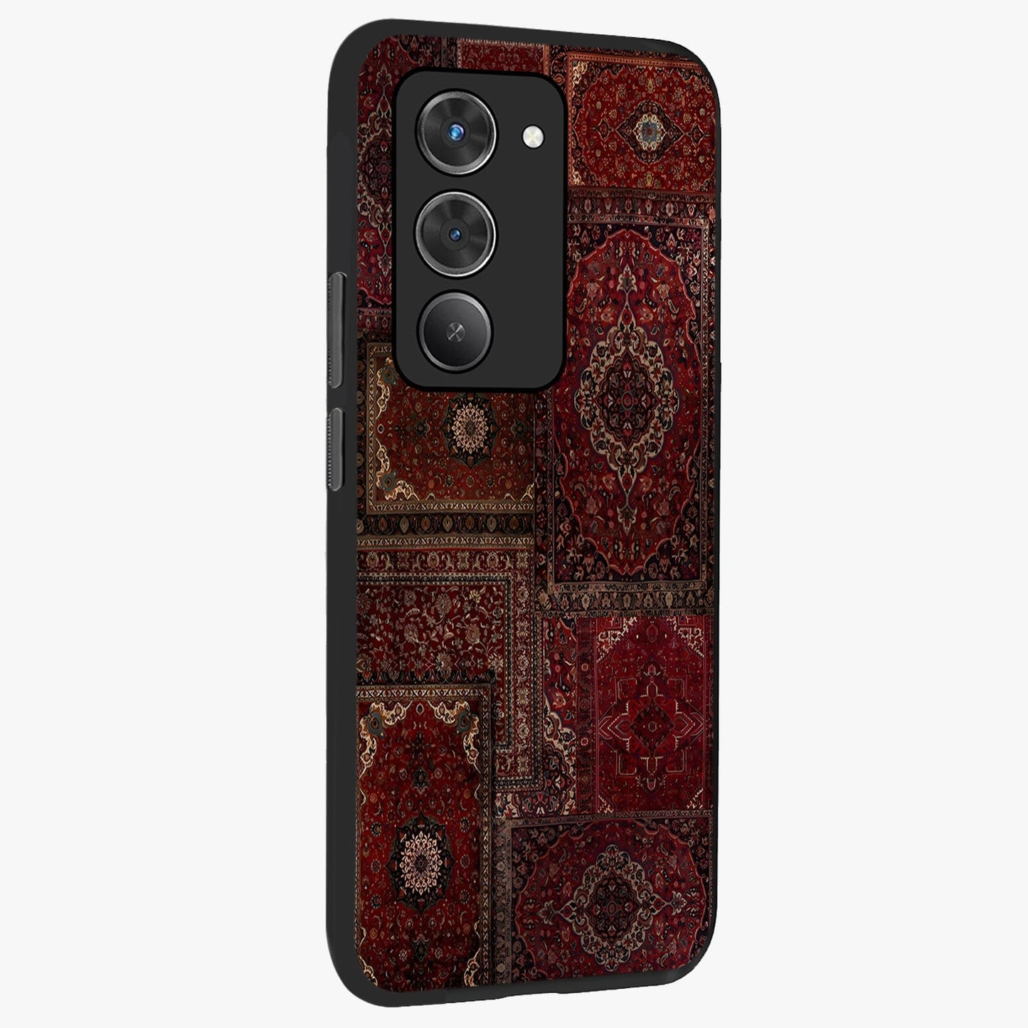 Persian Velvet Tale Glass Case upright view showcasing elegant Persian artwork with classic heritage theme.