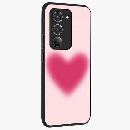 Pink Aura Heart Glass Case upright view showcasing romantic heart artwork with soft pastel theme.