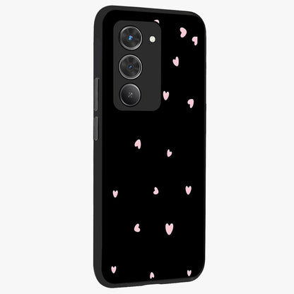 Pink Love Drops Glass Case upright view showcasing charming heart drop artwork with romantic playful theme.