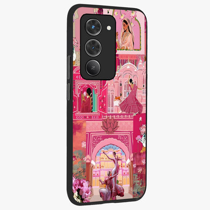 Pink Palace Muse Glass Case upright view showcasing artistic palace artwork with graceful royal theme.