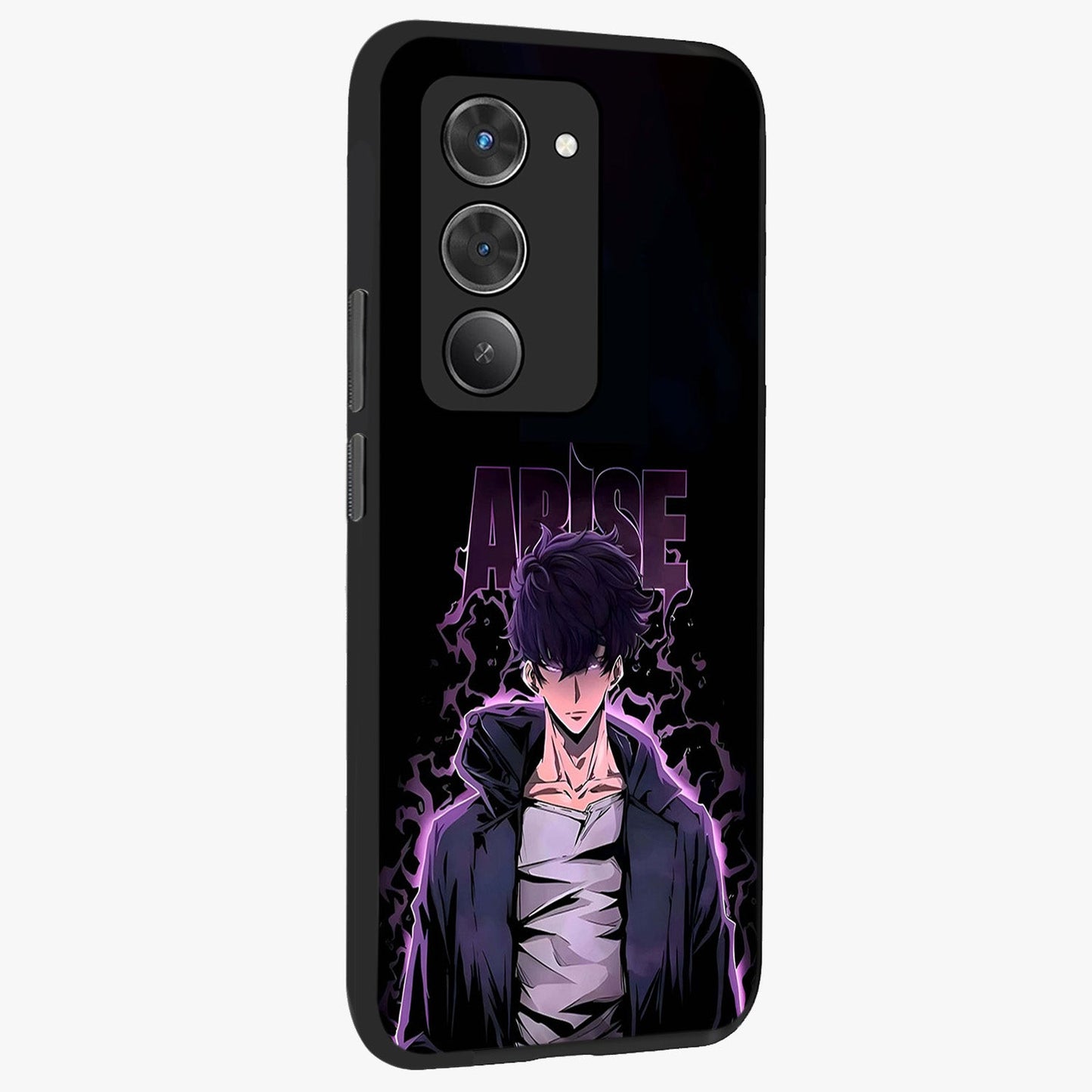 Shadow Monarch Awakening Glass Case upright view showcasing bold monarch artwork with mystical awakening theme.