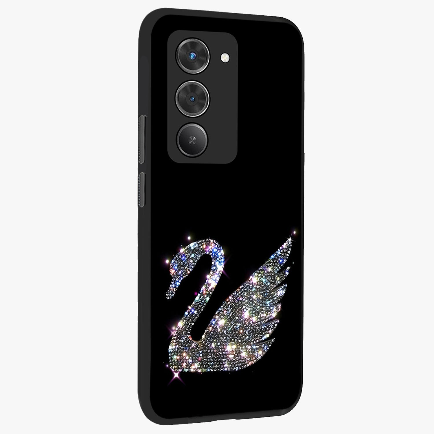 Starlit Swan Grace Glass Case upright view showcasing beautiful swan artwork with peaceful night themed design.