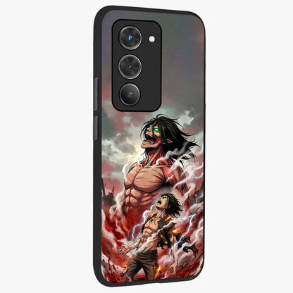 Titan Awakening Fury Glass Case upright view showcasing intense titan artwork with epic fantasy theme.