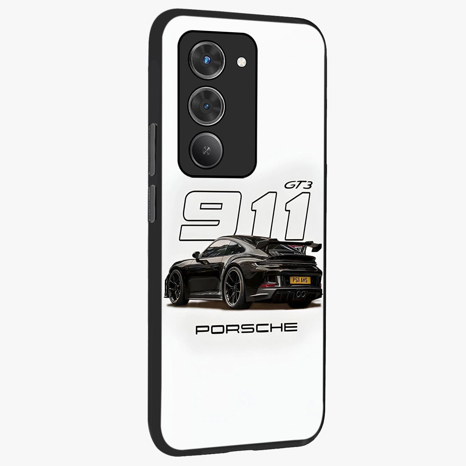 Turbo Legacy Icon Glass Case upright view showcasing bold racing inspired artwork with classic car theme.