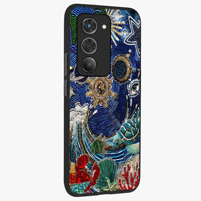 Universe Underwater Spark Glass Case upright view showcasing magical underwater galaxy artwork with vibrant cosmic theme.