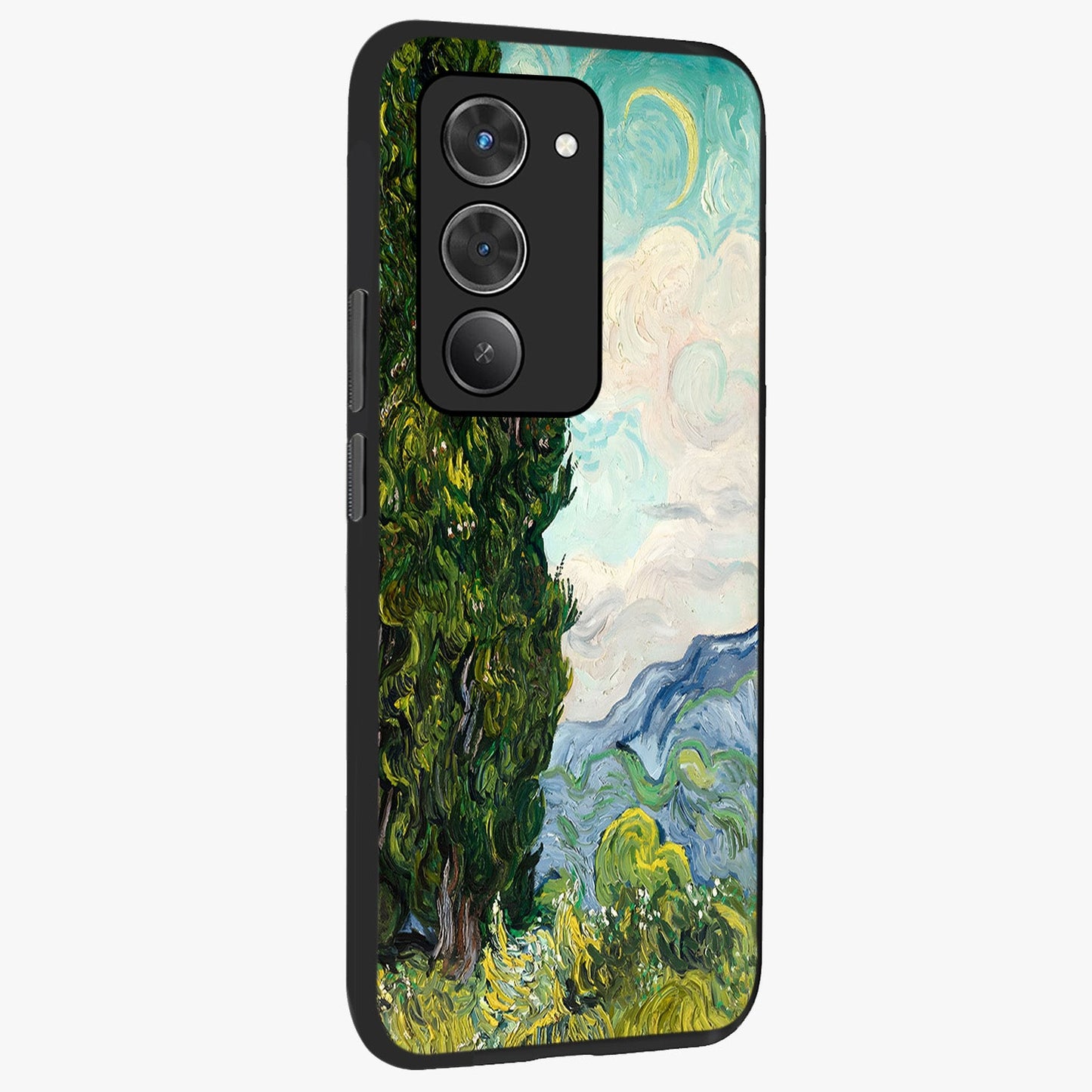 Van Gogh Vintage Art Glass Case upright view showcasing elegant vintage painting artwork with artistic heritage theme.