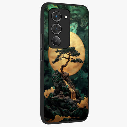 Zen Moon Rise Glass Case upright view showcasing serene moon artwork with tranquil night theme.