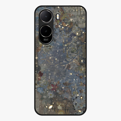 Aesthetic Astrolophia Glass Case showing flat back view with dreamy aesthetic design and glossy glass finish.