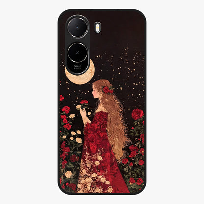 Crimson Dreams Glass Case showing flat back view with dreamy crimson artwork and glossy glass finish.