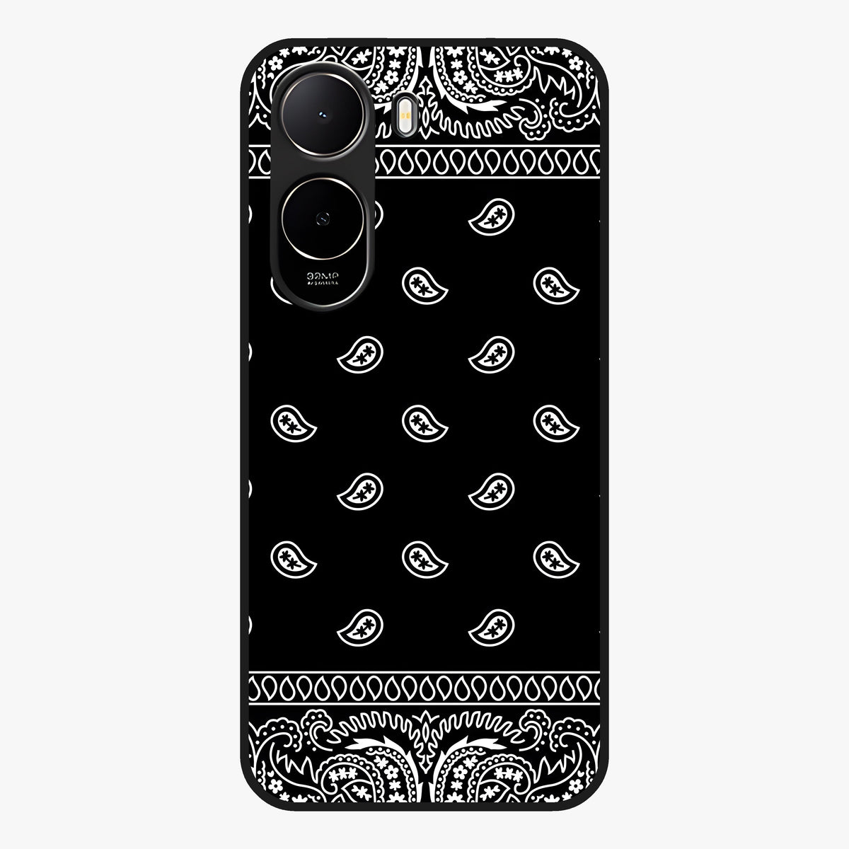 Retro Rebel Threads Glass Case showing flat back view with vintage street style artwork and glossy glass finish.