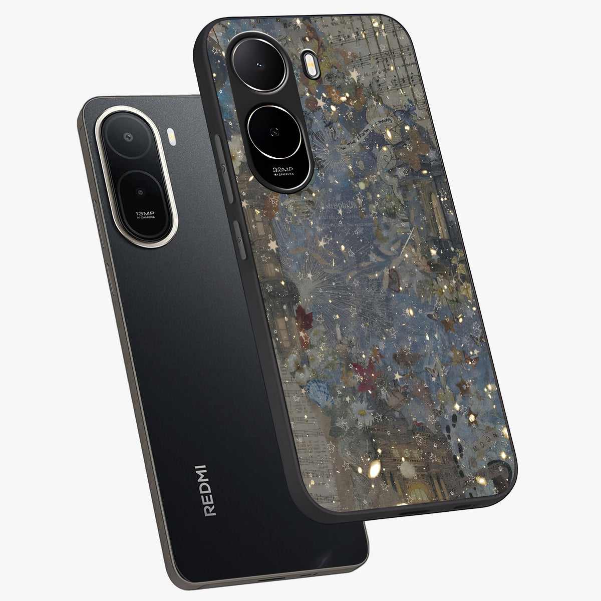Aesthetic Astrolophia Glass Case displayed in angled mockup highlighting artistic aesthetic elements and smooth glass surface.
