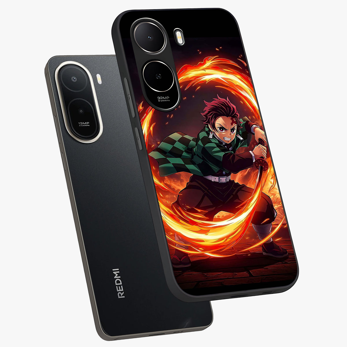 Blazing Sword Resolve Glass Case displayed in angled mockup highlighting powerful sword illustration and bold fantasy theme.