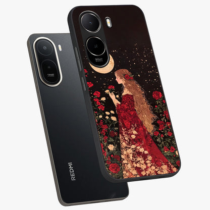 Crimson Dreams Glass Case displayed in angled mockup highlighting soft crimson aesthetic design with artistic theme.
