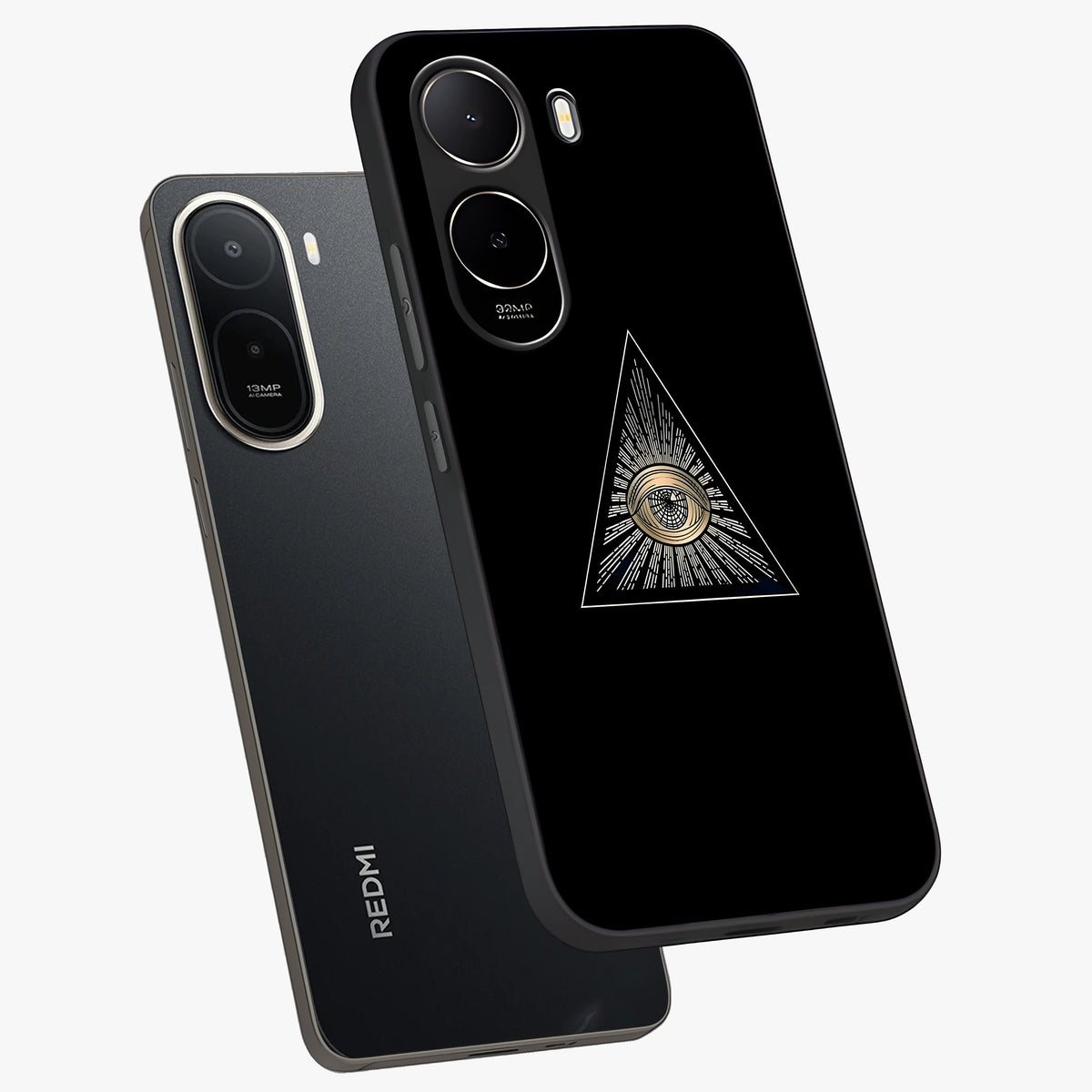 Illuminati Evil Glass Case displayed in angled mockup highlighting dark occult inspired design with bold aesthetic style.