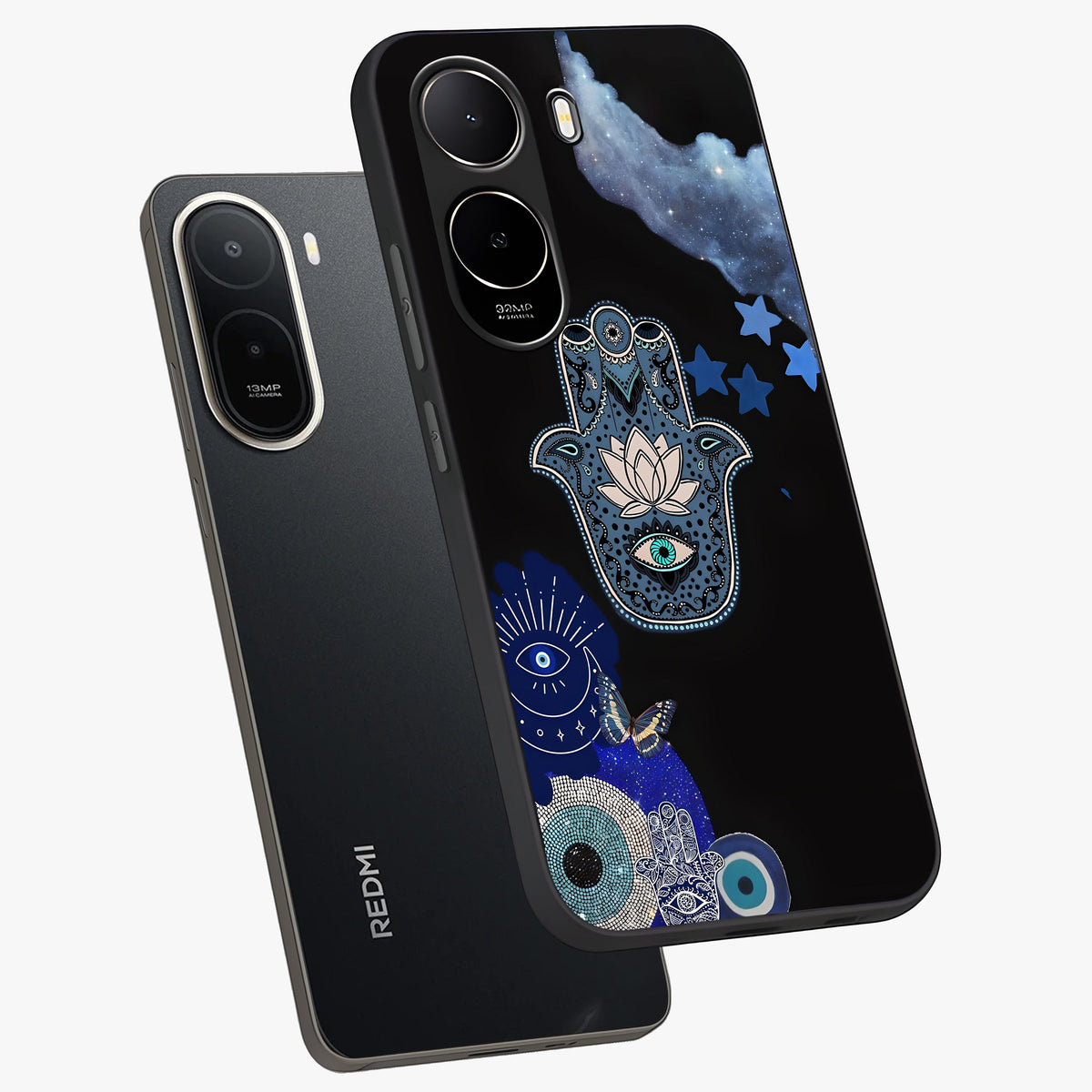 Mystic Hand Aura Glass Case displayed in angled mockup highlighting magical aura design with spiritual aesthetic style.