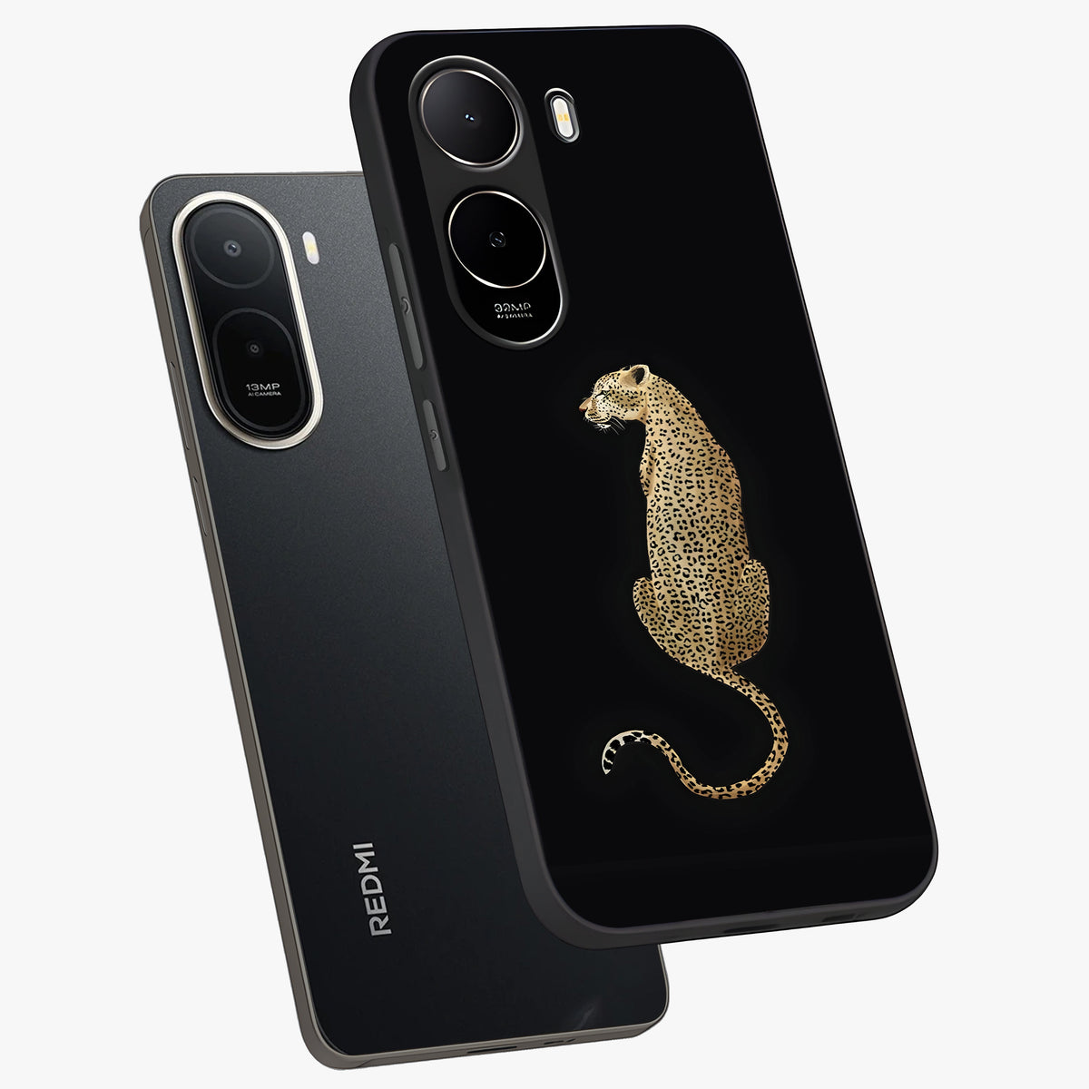 Regal Leopard Glass Case displayed in angled mockup highlighting powerful animal illustration with stylish wild aesthetic.