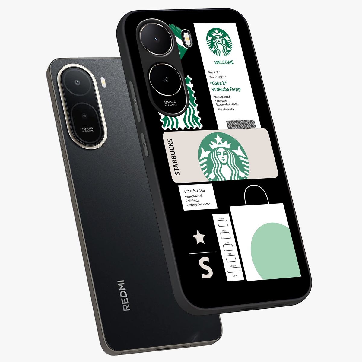 Starbucks Mocha Glass Case displayed in angled mockup highlighting stylish mocha themed design with cozy café aesthetic.