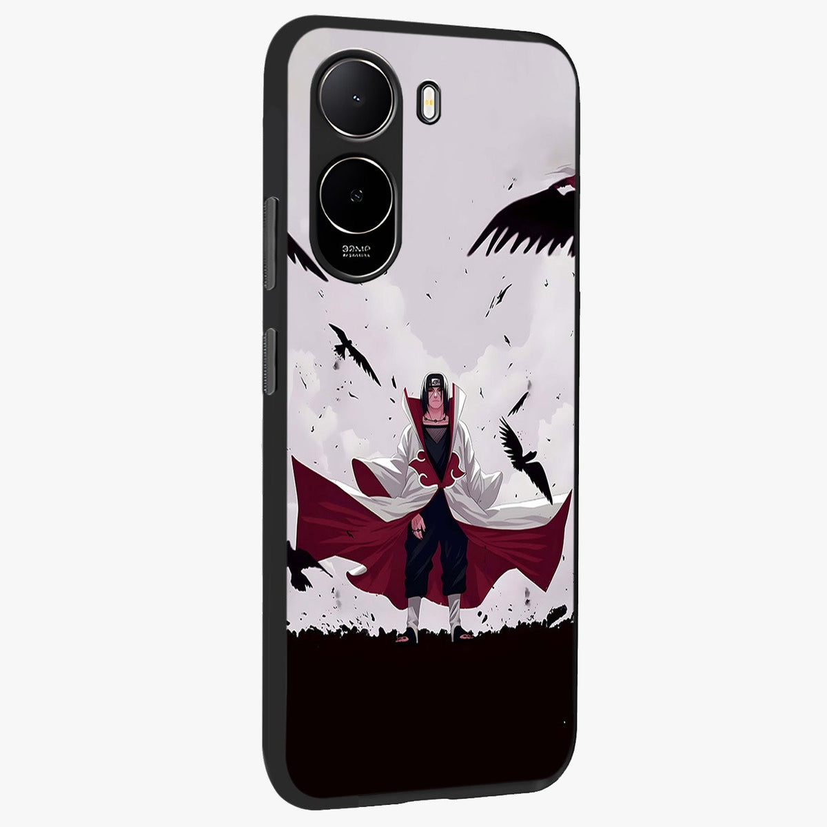 Crimson Crow Ascension Glass Case upright view showcasing dramatic crow artwork with bold gothic theme.